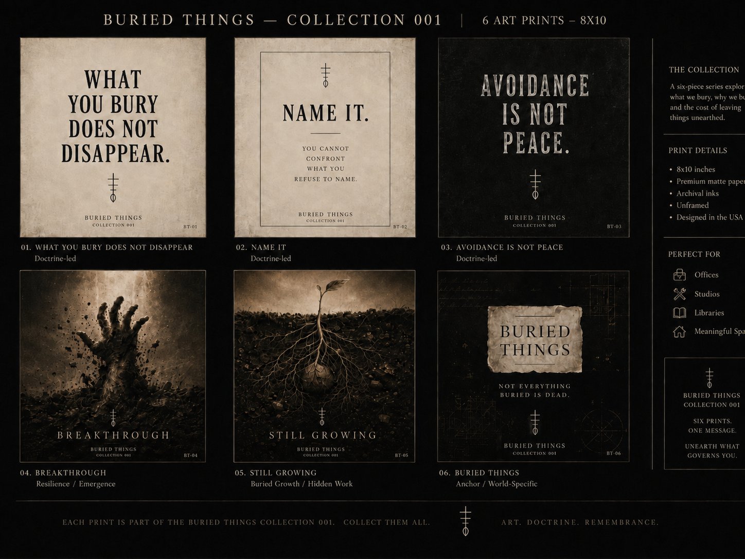 Buried Things art prints — mockup